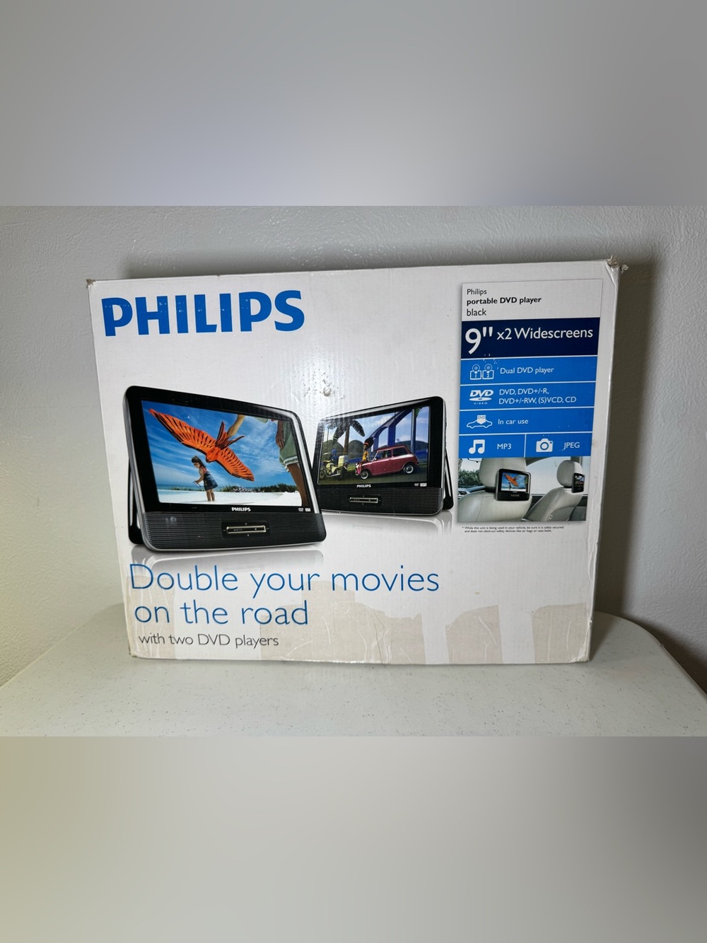 Philips Dual 9" Portable DVD Players - Black Double your movies on the road